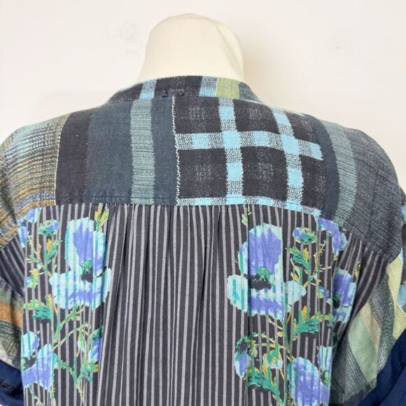 Free People Printed Agnes Dress | Patchwork Floral Boho Mini | Navy Multi | Medi - Picture 8 of 13